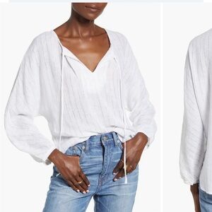 RAILS Finn Rose Gold Strip Lightweight Linen Tunic Blouse